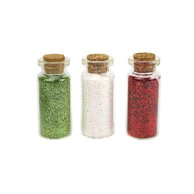 Fiole de paillettes 4 g Rouge Blanc Vert 3 pcs