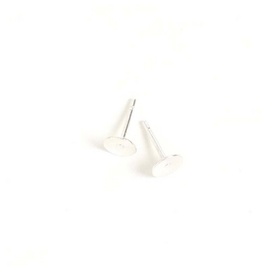 Clous d'oreilles Plateau Rond ø 6 mm à coller Argenté 925 - 4 pcs