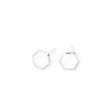 Clous d'oreilles Hexagone 9 x 9 mm Argenté 925 - 2 pcs