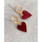 Pendentifs Cœur 13 x 16 mm Émaillé Rouge Doré à l'or fin 24K - 2 pcs