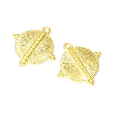 Pendentifs Bohème 20,7 x 21,4 mm Gouttes irrégulières Doré à l'or fin 24K - 2 pcs