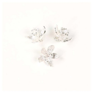 Pendentifs Fleur 10 x 9 mm Argenté 925 - 2 pcs