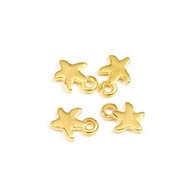 Pendentifs Étoile de Mer 7 x 10 mm Doré à l'or fin 24K - 4 pcs