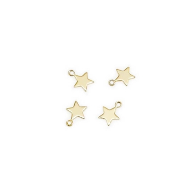 Pendentifs Petite étoile 8 x 5 mm Doré à l'or fin 24 k - 4 pcs