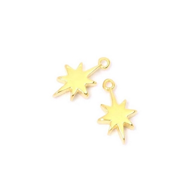 Pendentifs Étoile 10,5 x 18 mm Doré à l'or fin 24K - 2 pcs