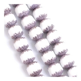 Perles de Bohème Baroques Facettées 10 mm Blanc Opaque et Violet sur Fil 12 cm