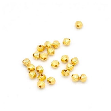 Perle Toupie Striée 4,7 x 4,3 mm Doré à l'or fin 24K - 15 pcs