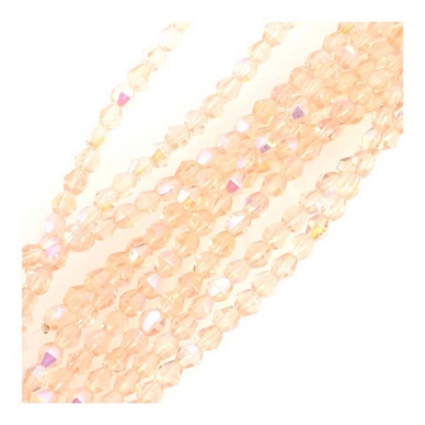 Perles de Bohème Toupies Facettées 4 mm Rose Saumon Irisé sur Fil 12 cm