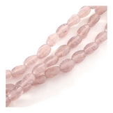 Perles de Bohème Ovales Twistées 9 x 6 mm Rose Poudré sur Fil 12 cm