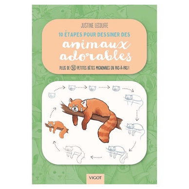 Livre 10 Étapes pour dessiner des animaux adorables