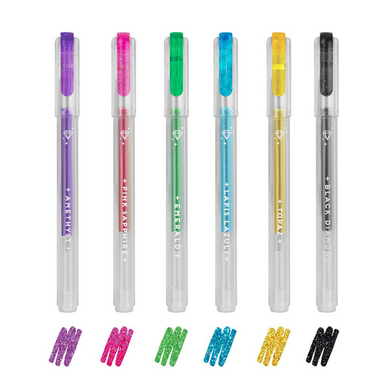 Mini Stylos à Encre Gel Pailleté 6 pcs