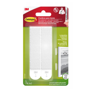 Accroche Tableau adhésive XL 9kg 4 x 2 pcs Blanc