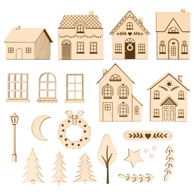 Silhouettes en bois Maison 20 pcs