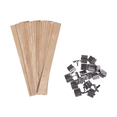 Mèche à Bougie en bois Support en métal 20 pcs