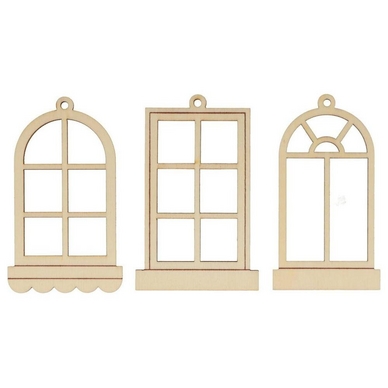 Silhouettes en bois Fenêtres 3 pcs