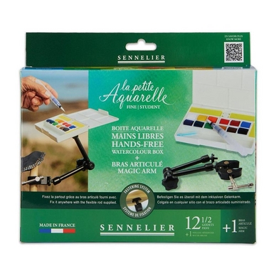 Aquarelle fine Boîte mains libres 12 ½ godets + 1 Bras articulé