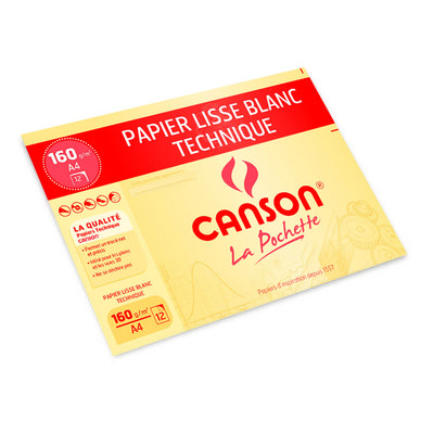 CANSON Pochette de papier à dessin 12 feuilles A4 125g/m2 blanc pas cher 