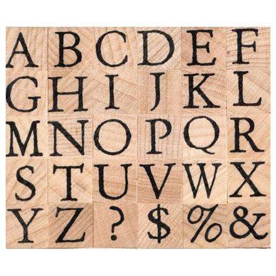 Tampons lettres romanes et chiffres avec encreur noir - 48 caractères