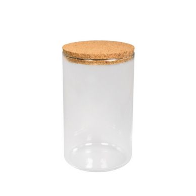 Bocal en verre - couvercle liège - 9,5x16 cm - Supports Verre