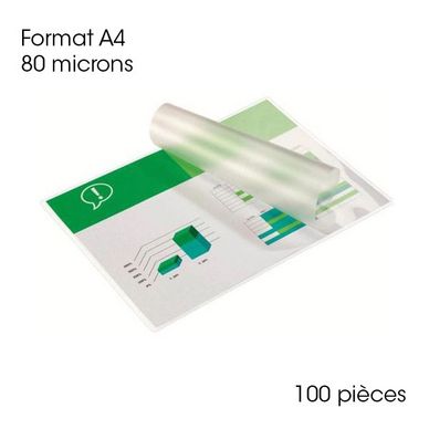 100 pochettes à plastifier - A4 - 80 microns - Plastifieuses