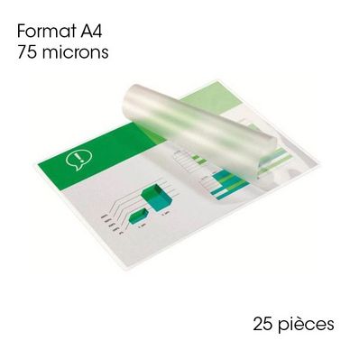 Etui de 25 pochettes à plastifier A4 75 microns : Chez