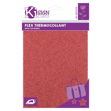 Tissu thermocollant pailleté 15 x 20 cm Rouge Ki Sign chez Rougier