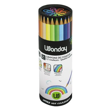 Wonday - 12 Crayons de couleur - pointe moyenne